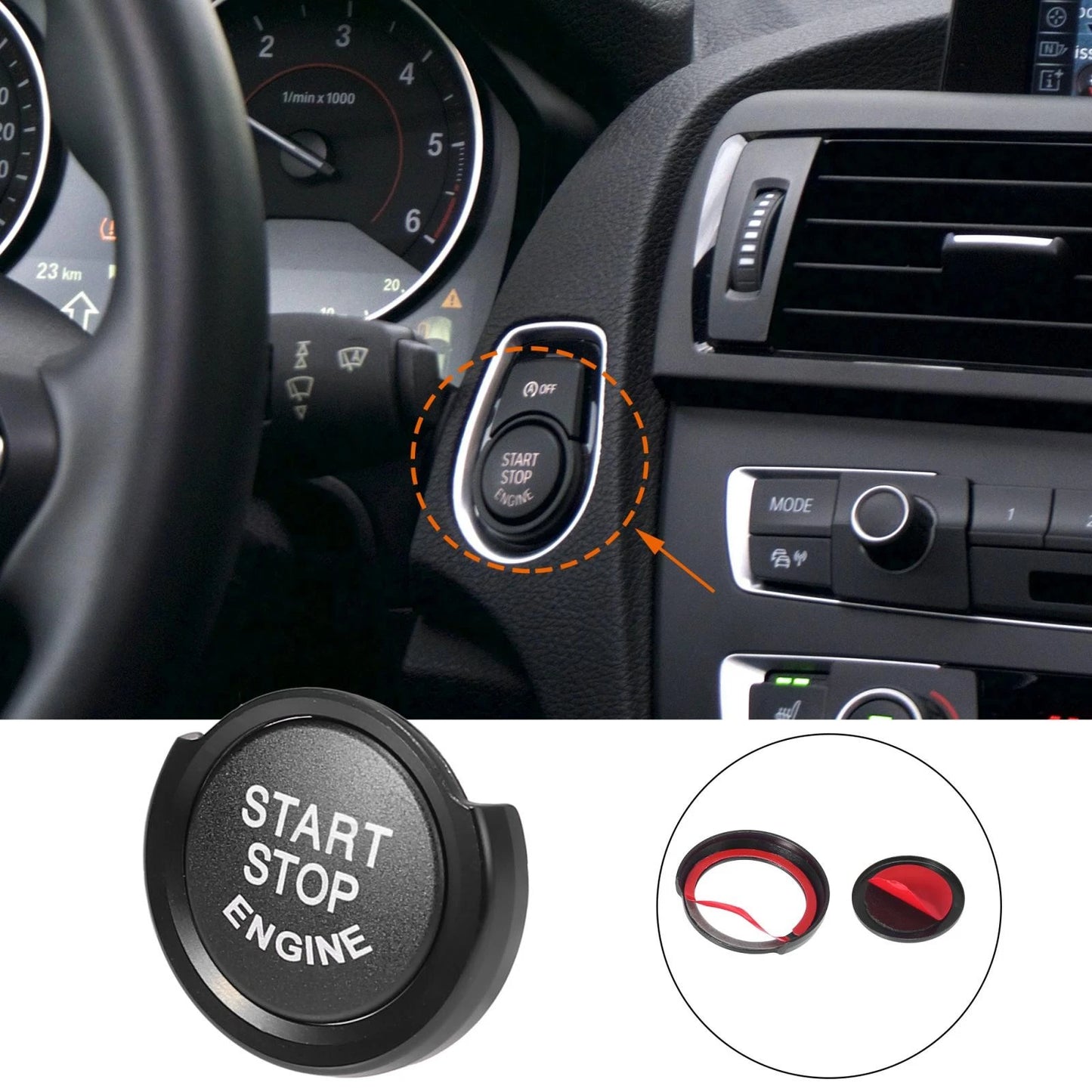 Car Start Stop Button Cover Cap with Ring for BMW 1 2 3 4 X1 X2 (2011-2023)