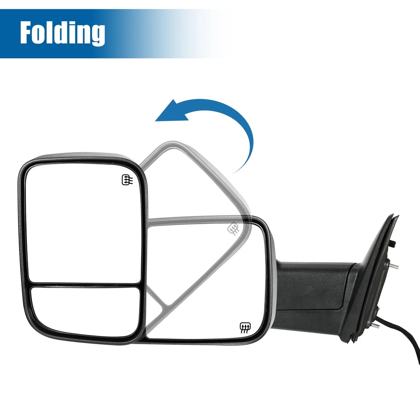 1 Pair Power Heated Tow Mirrors for Ram 1500/2500/3500 Yellow