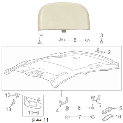 Dune Tan Sun Visor Cap Clip for Ford Fusion MKZ Edge Lincoln (2013-2016)