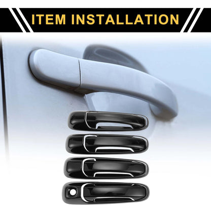 Set Car Door Handle Protector for Dodge Ram 1500 (2002-2008) Glossy Black