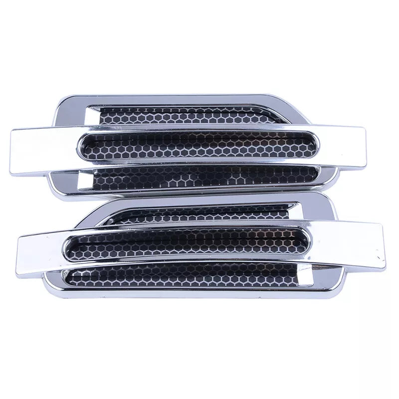 Chrome Car Auto Bonnet Air Intake Flow Side Fender Vent Hood Scoop Cover 2 x