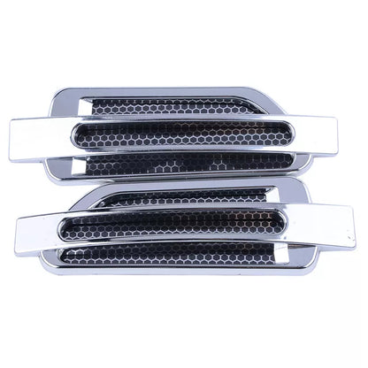 Chrome Car Auto Bonnet Air Intake Flow Side Fender Vent Hood Scoop Cover 2 x