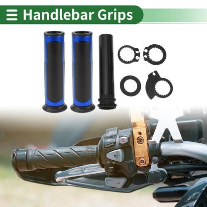 7/8" 22mm Hand Grips Blue Diamond Pattern for Motorcycle