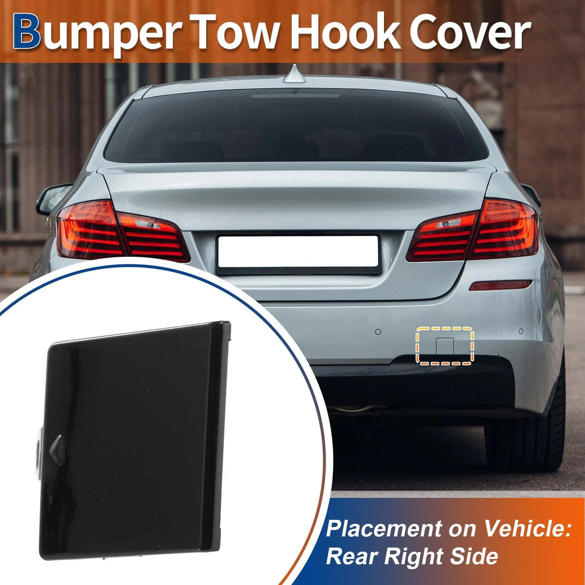 Rear Bumper Tow Hook Cover for BMW 5 Series (2011-2017) Black Sapphire