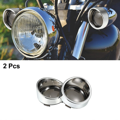 2 x Turn Signal Light Covers Silver Tone Visors for Harley Dyna Smoked Black