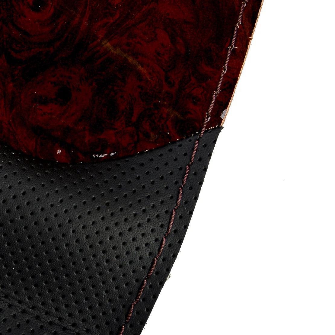 Wood Grain PU Leather Non-Slip Steering Wheel Cover for Car