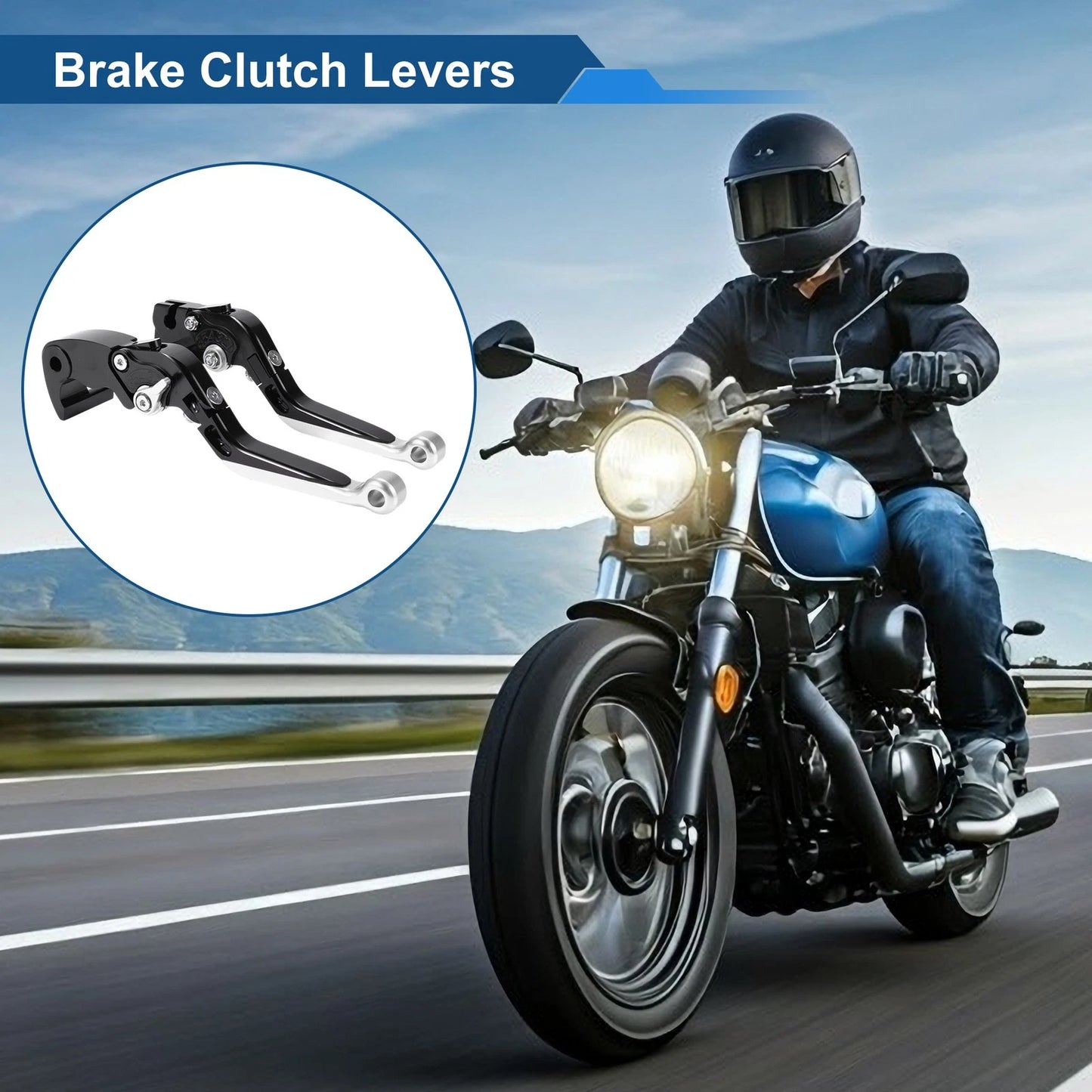 Adjustable Brake Clutch Levers for Yamaha YZF R1 Black Handle Silver Tone End