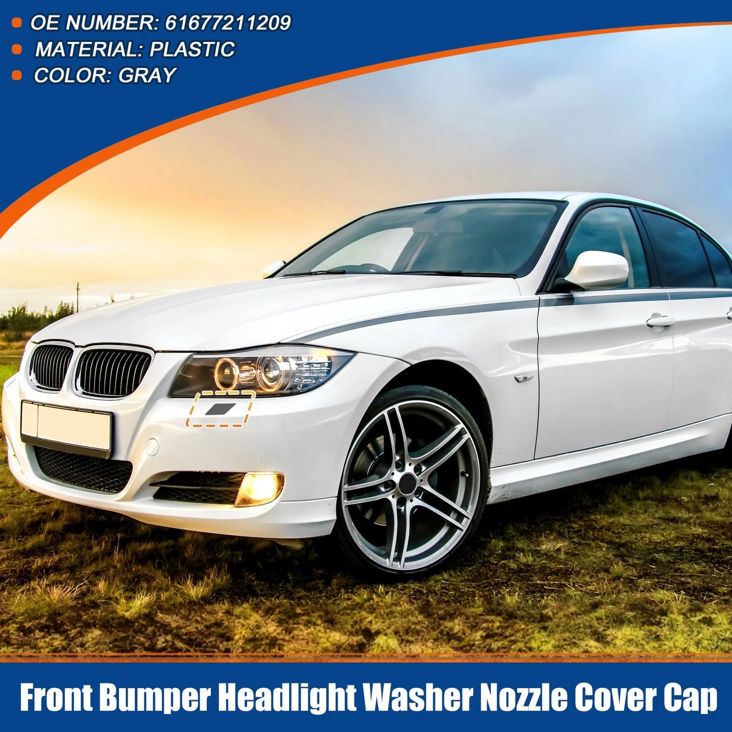 Left Side Front Bumper Headlight Washer Nozzle Cover for BMW E90 E91 (2006-2012)