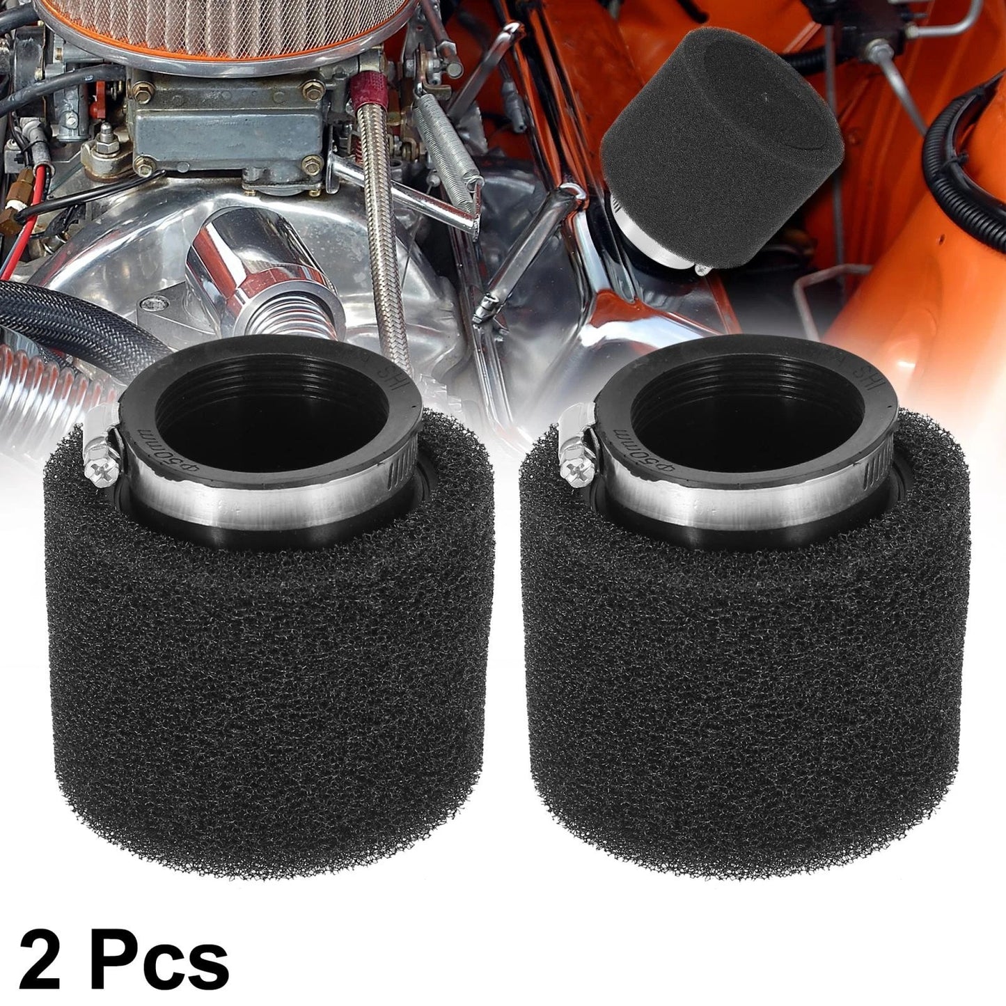 2pcs 48mm Straight Air Filter Cleaner for Motorcycle ATV 150cc Engine