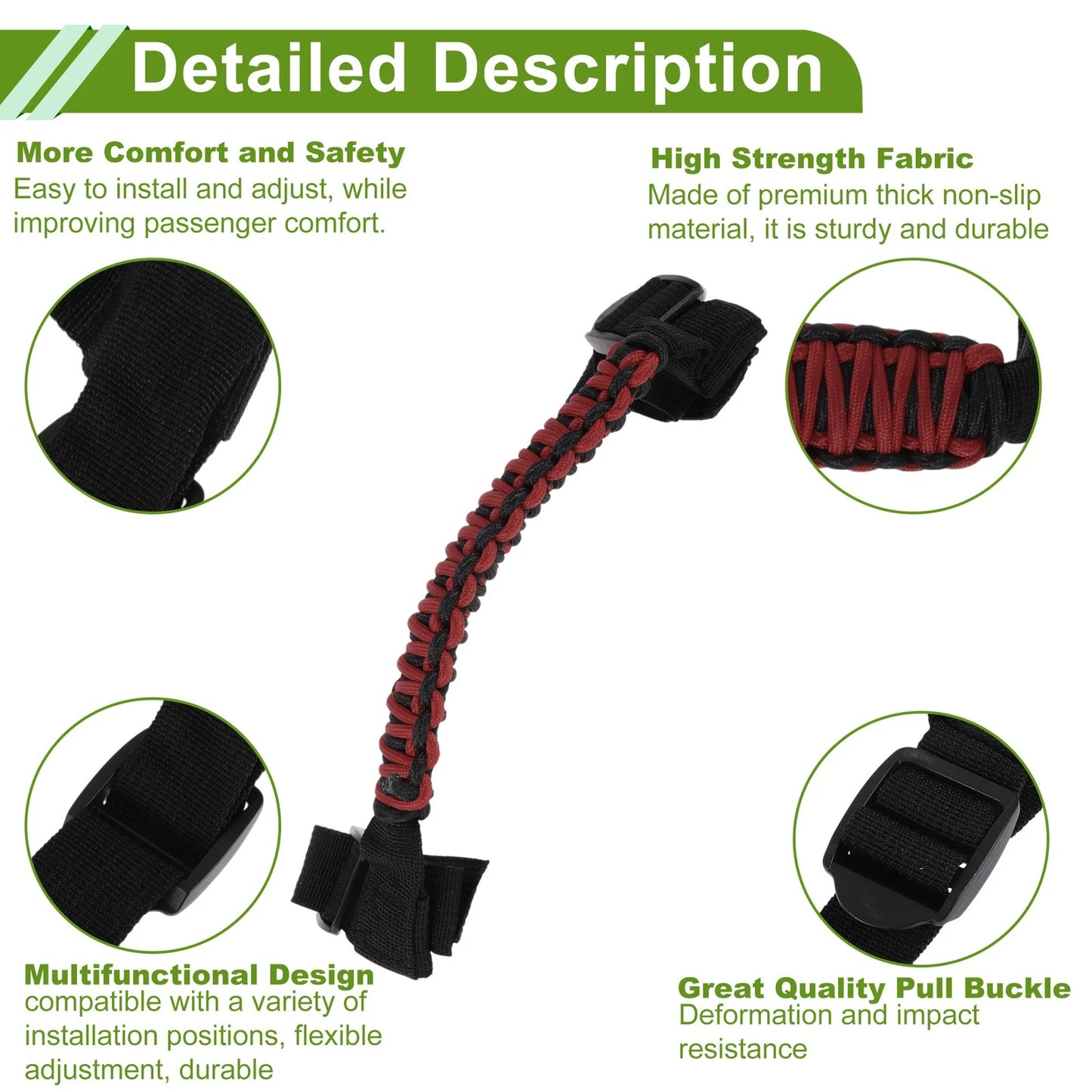 Roll Bar Grab Handles for Jeep Wrangler 2024-2025 - Red Accessories