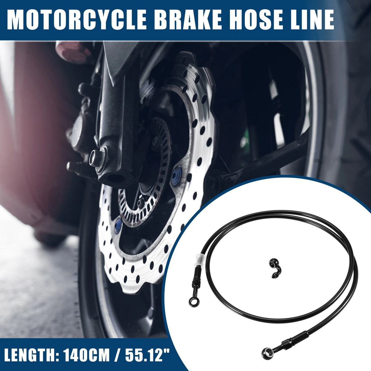 1 x 140cm Motorcycle Hydraulic Brake Line with Banjo Fitting for Motorcycle