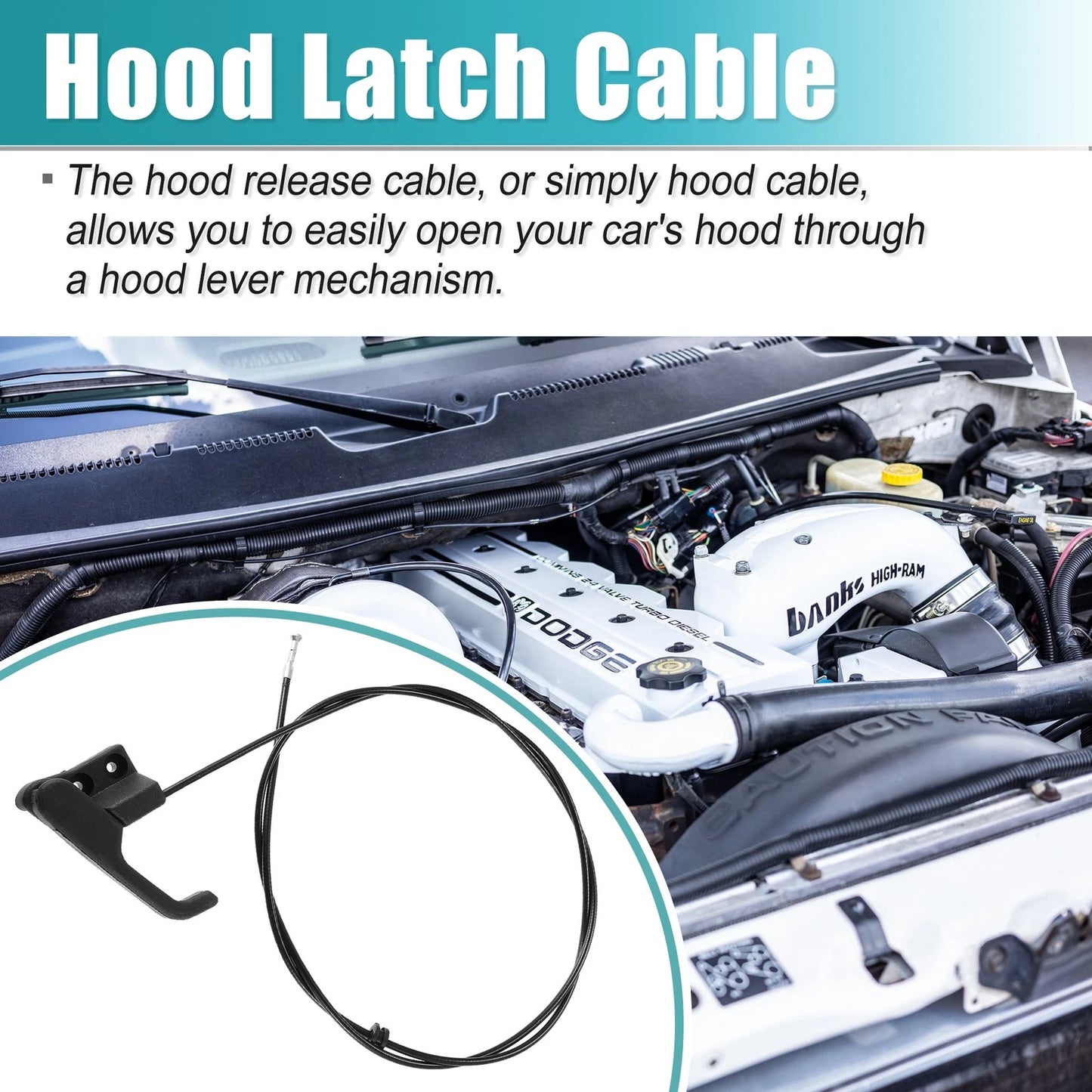 1 x Hood Release Cable for Chrysler