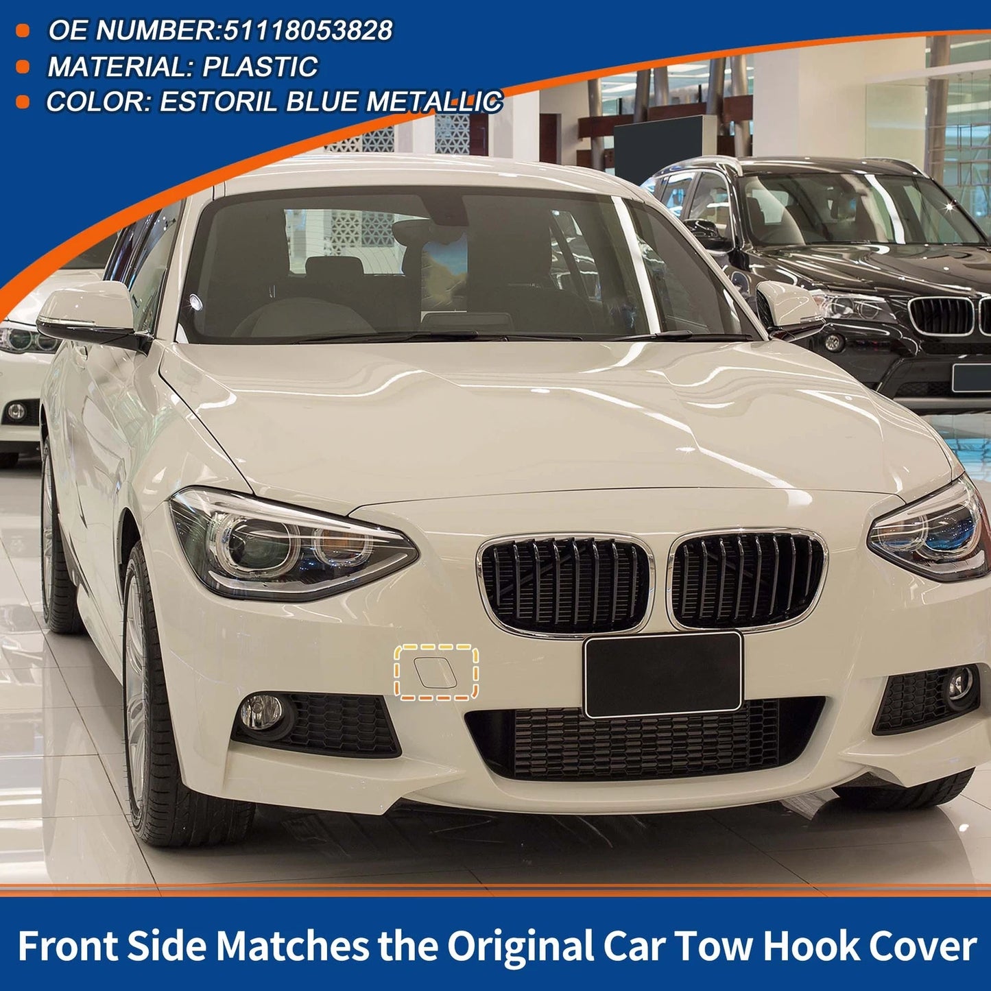Tow Hook Cover Front Bumper for BMW Estoril Blue Metallic