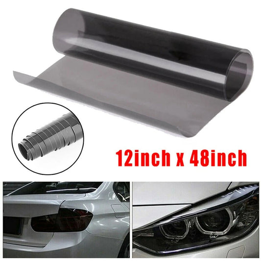 12x48 Lights Smoke Vinyl Tint Headlight Taillight Wrap Black /Model
