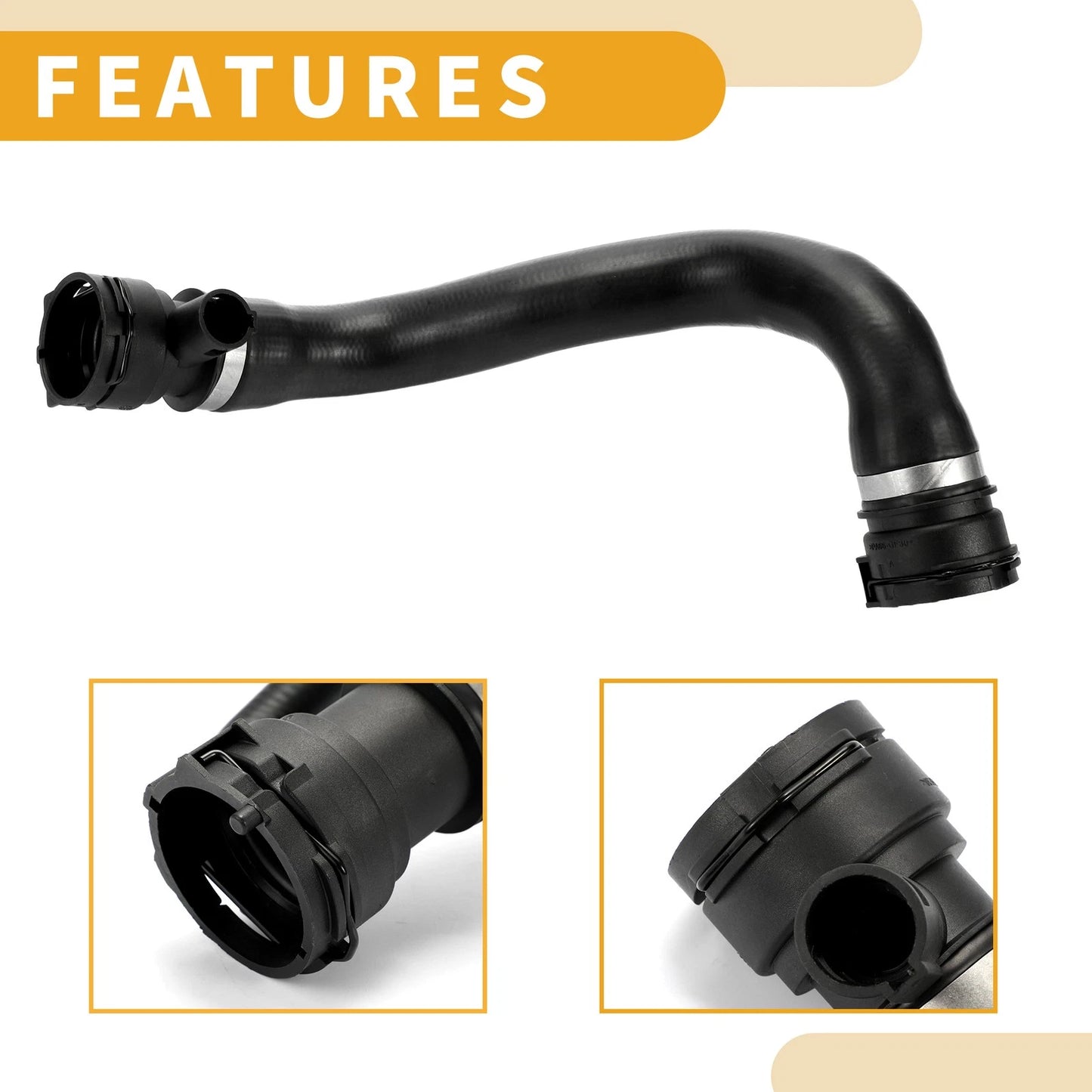 Radiator Hose for BMW 550i 2006-2010 (2 x Rubber Black)