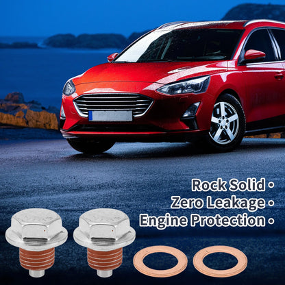 2 x M14x1.5 Copper Oil Drain Plug with Gasket for Car/Motorcycle