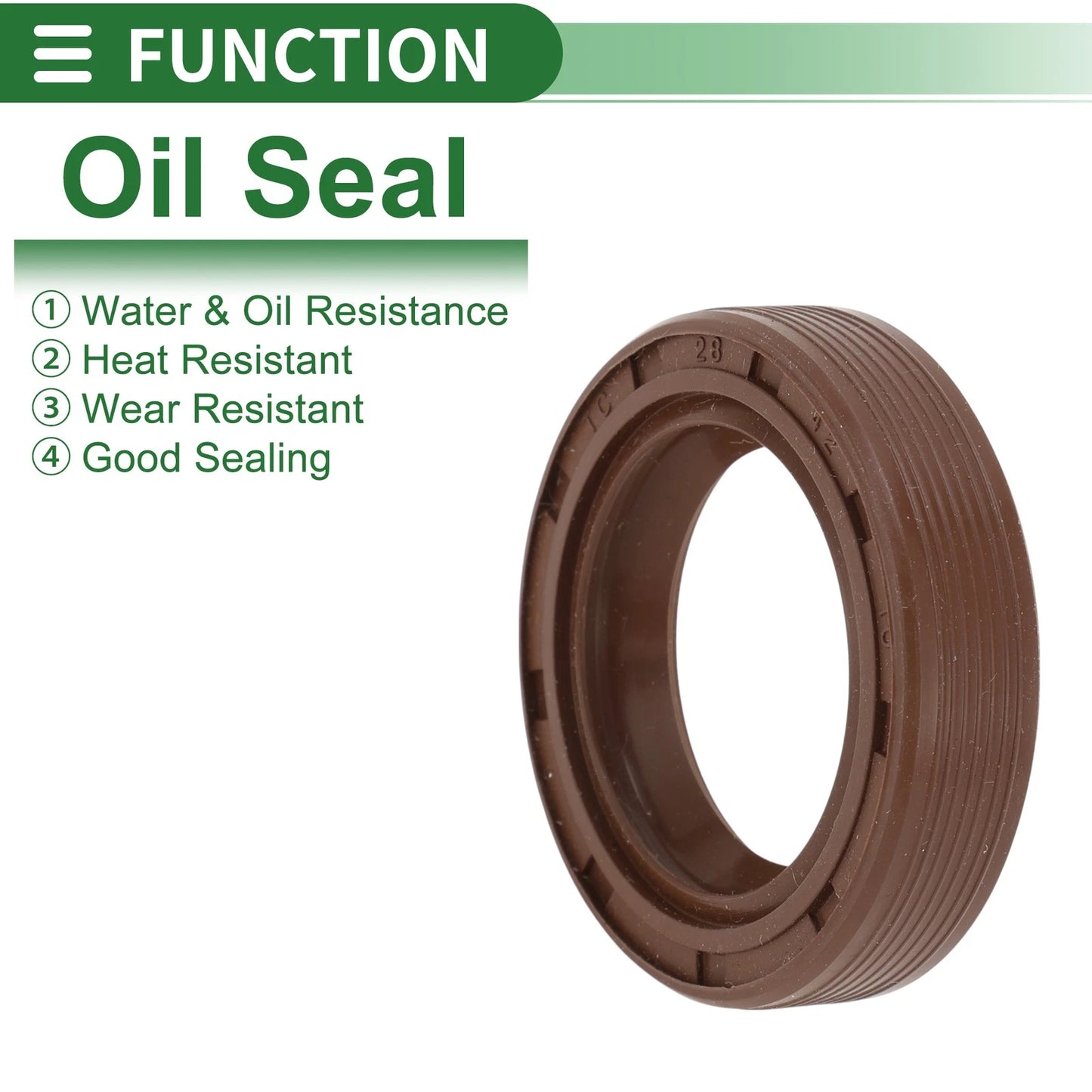 Oil Seal 28x42x10mm FKM Rubber Brown 5 Pcs