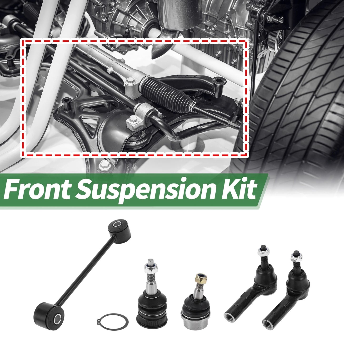 8pcs Front Suspension Kit Outer Tie Rod Ends for Jeep Grand Cherokee (1999-2004)