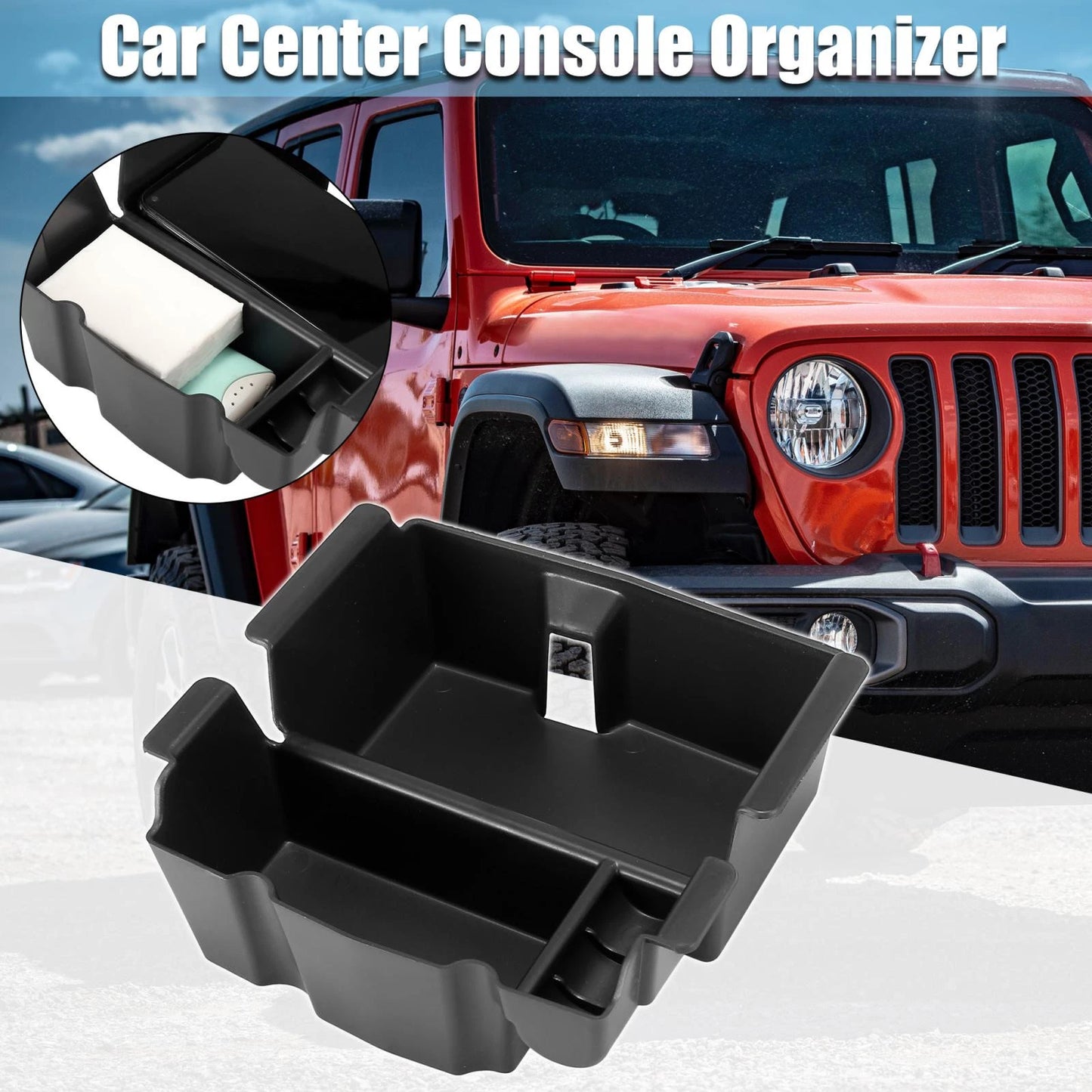 Car Center Console Organizer Armrest Box Insert Tray for Jeep Wrangler (2018-2021)