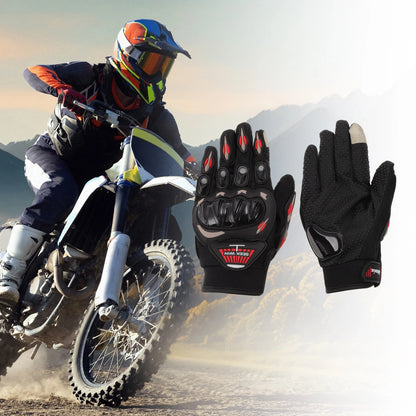 M Motorcycle Gloves Breathable Full Finger Nylon Outdoor Red 1Pair