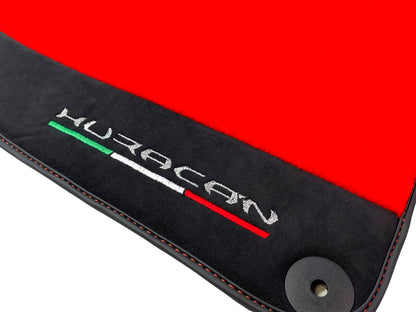 Red Floor Mats for Lamborghini Huracan with Alcantara Leather (2014-2023)
