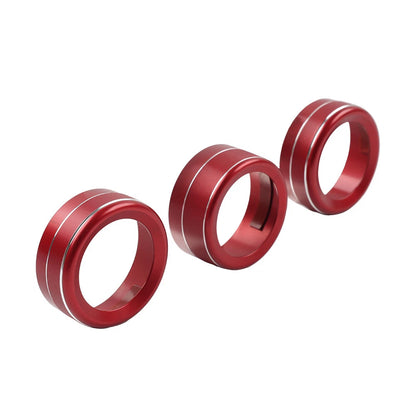 3 x Red AC Climate Control Knob Ring Covers for Mazda 3, CX-5 (2014-2019)