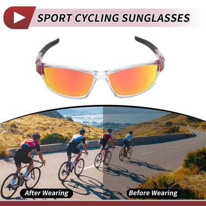 Motorcycle Riding Goggles Red Lens Transparent Frame Tri-acetel for Make Model