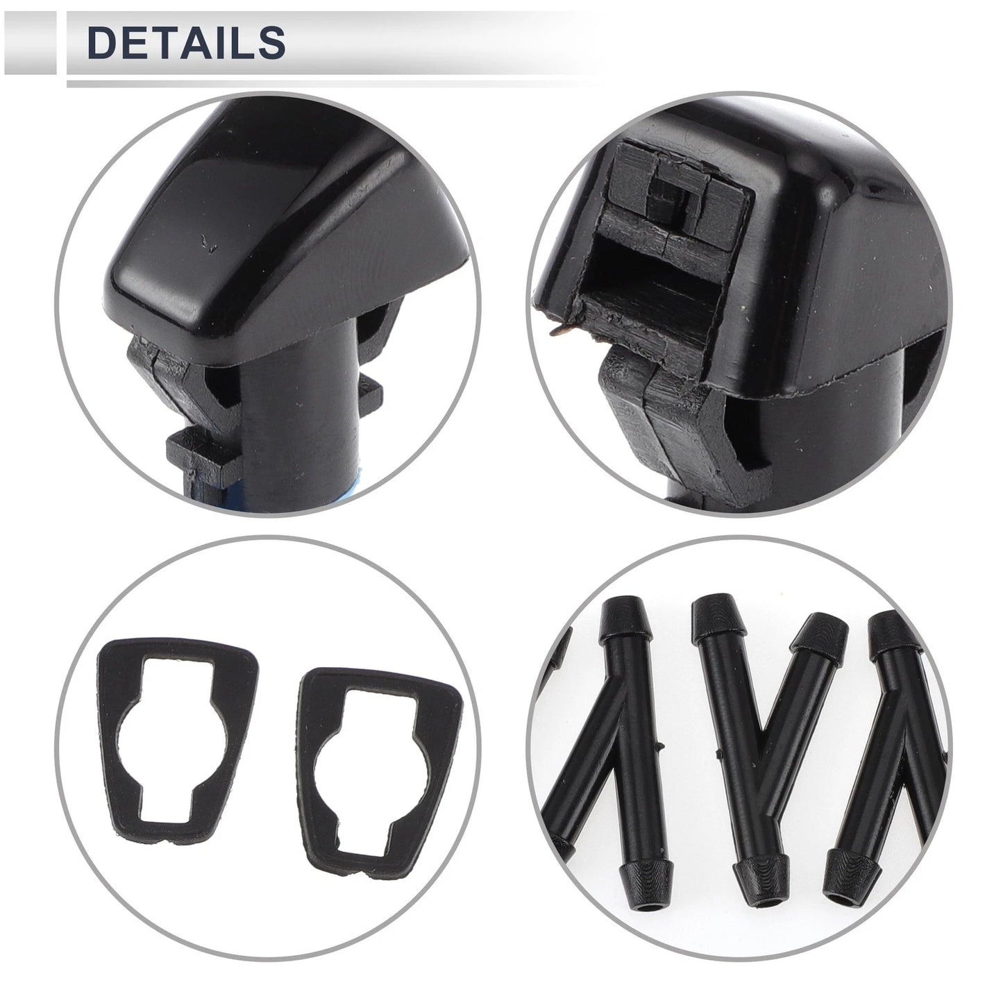 6 x Windshield Washer Nozzles & Hose Connectors for Dodge