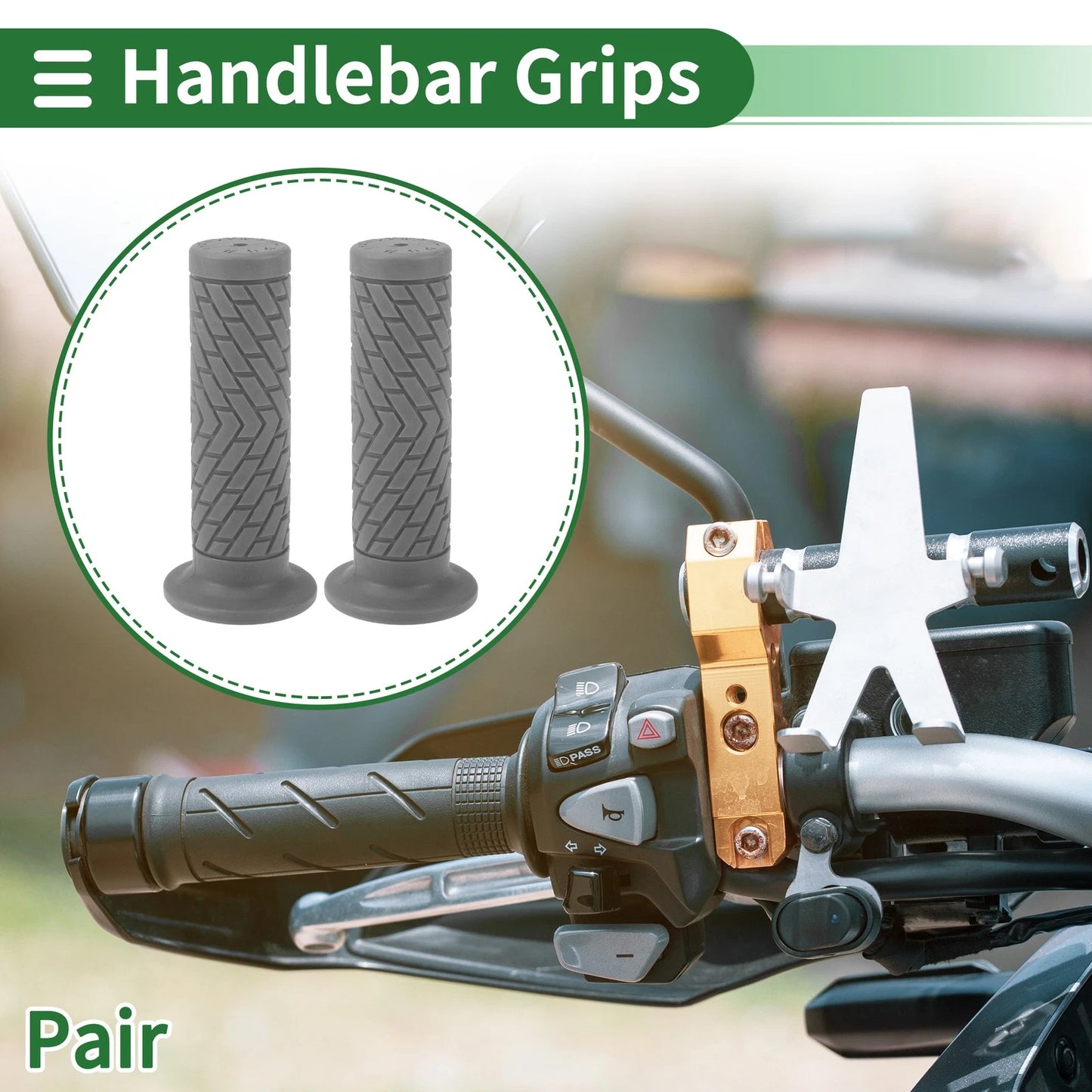 7/8" 22mm Motorcycle Hand Grips Cover Handlebar Grips TPU Dark Gray