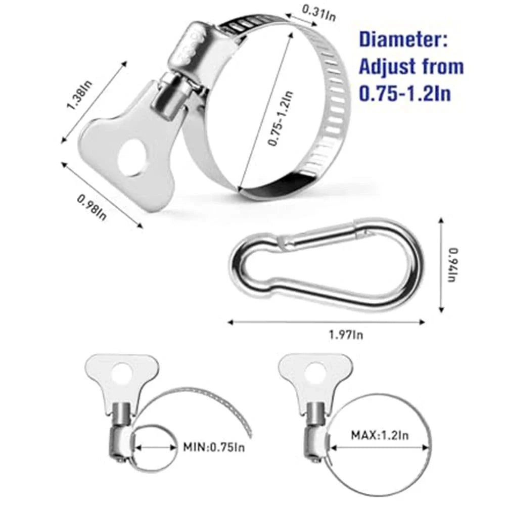 Weather Resistant Adjustable Flag Pole Clips for Boats/Trucks/Home Use