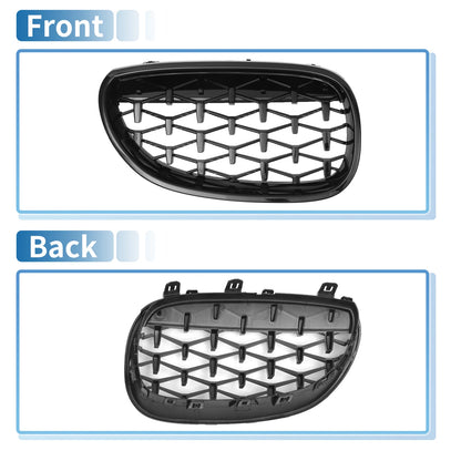 Front Hood Bumper Grille for BMW 5 Series E60 2004-2009 (2 x Black)