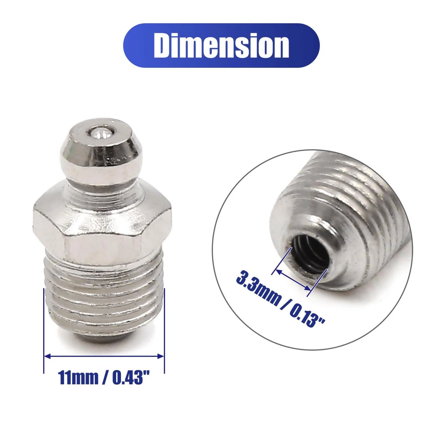 Grease Nipple Fitting / 15pcs 1/8in Nickel Plated Straight / Grease Nipple Fitting for Motorcycle