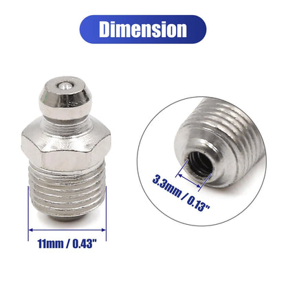 Grease Nipple Fitting / 15pcs 1/8in Nickel Plated Straight / Grease Nipple Fitting for Motorcycle