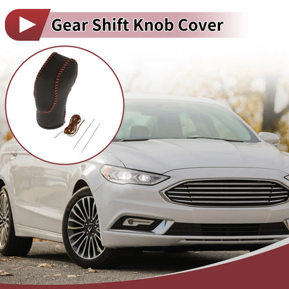 Car Gear Shift Knob Cover for Ford Fusion (2013-2016) Black Brown Faux Leather