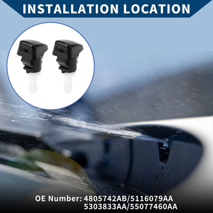 Front Windshield Washer Nozzles for Dodge Durango Black White