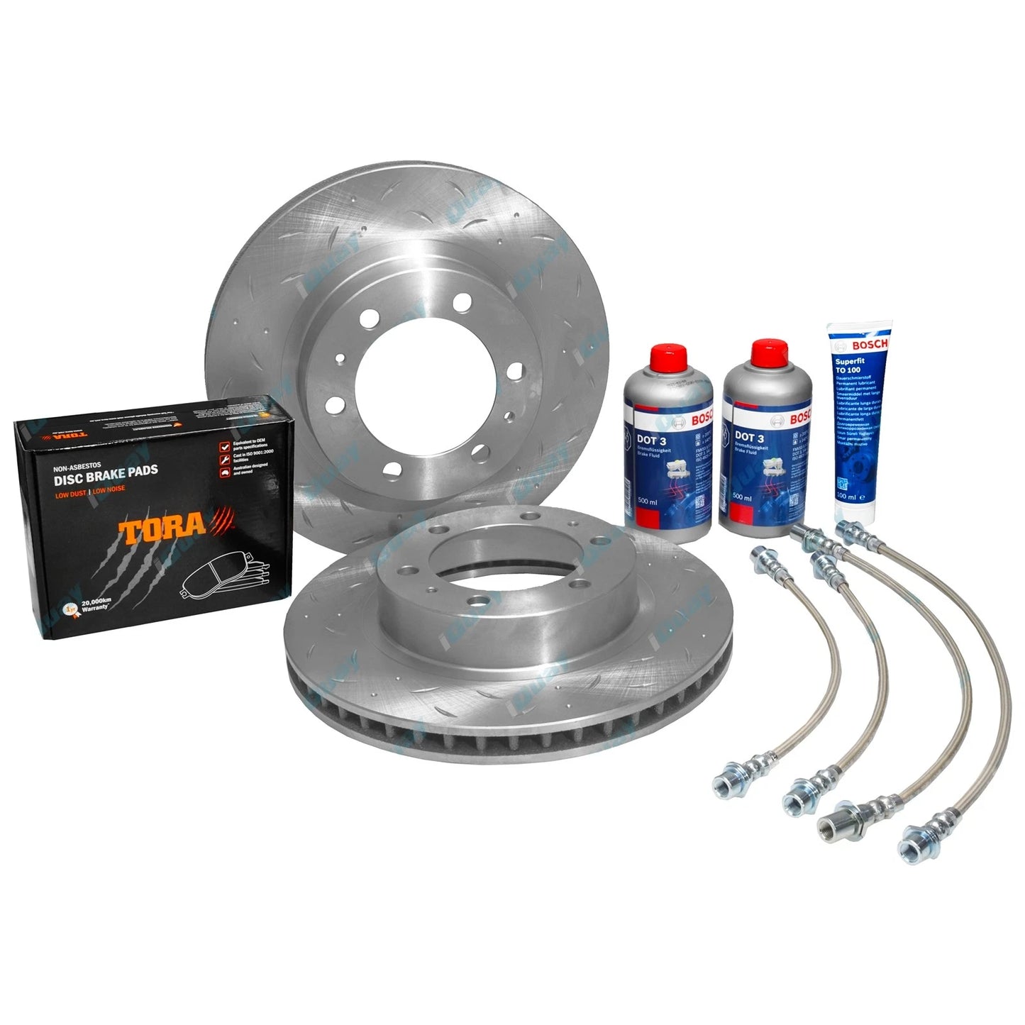 Tora 4WD Front Brake Upgrade Kit for Hilux GUN125 GUN126 2015-2019 Slotted