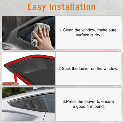 2024-2025 Ford Mustang GT 2x Carbon Style Rear Window Louver Covers Sun Shades