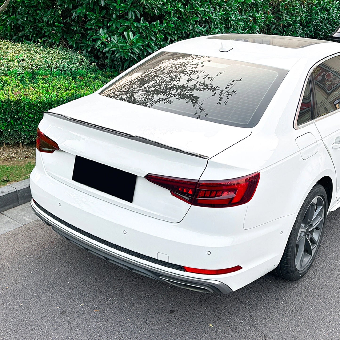 1pc Carbon Look Rear Boot Spoiler Lip for Audi A4 S4 B9 (2017-2024)