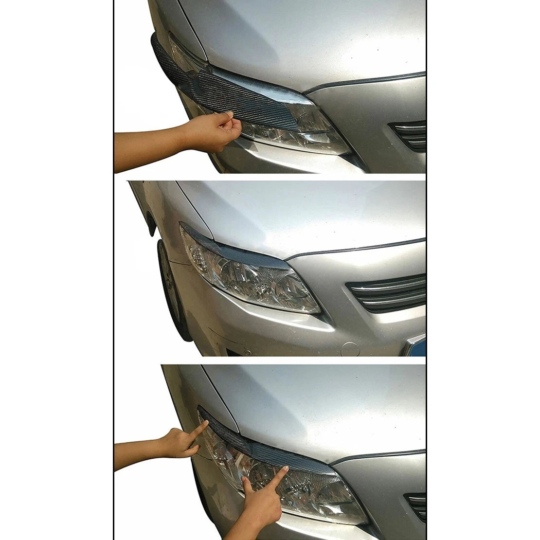 2 x Headlight Eyebrow Eyelid Covers for Toyota Corolla (2007-2009)