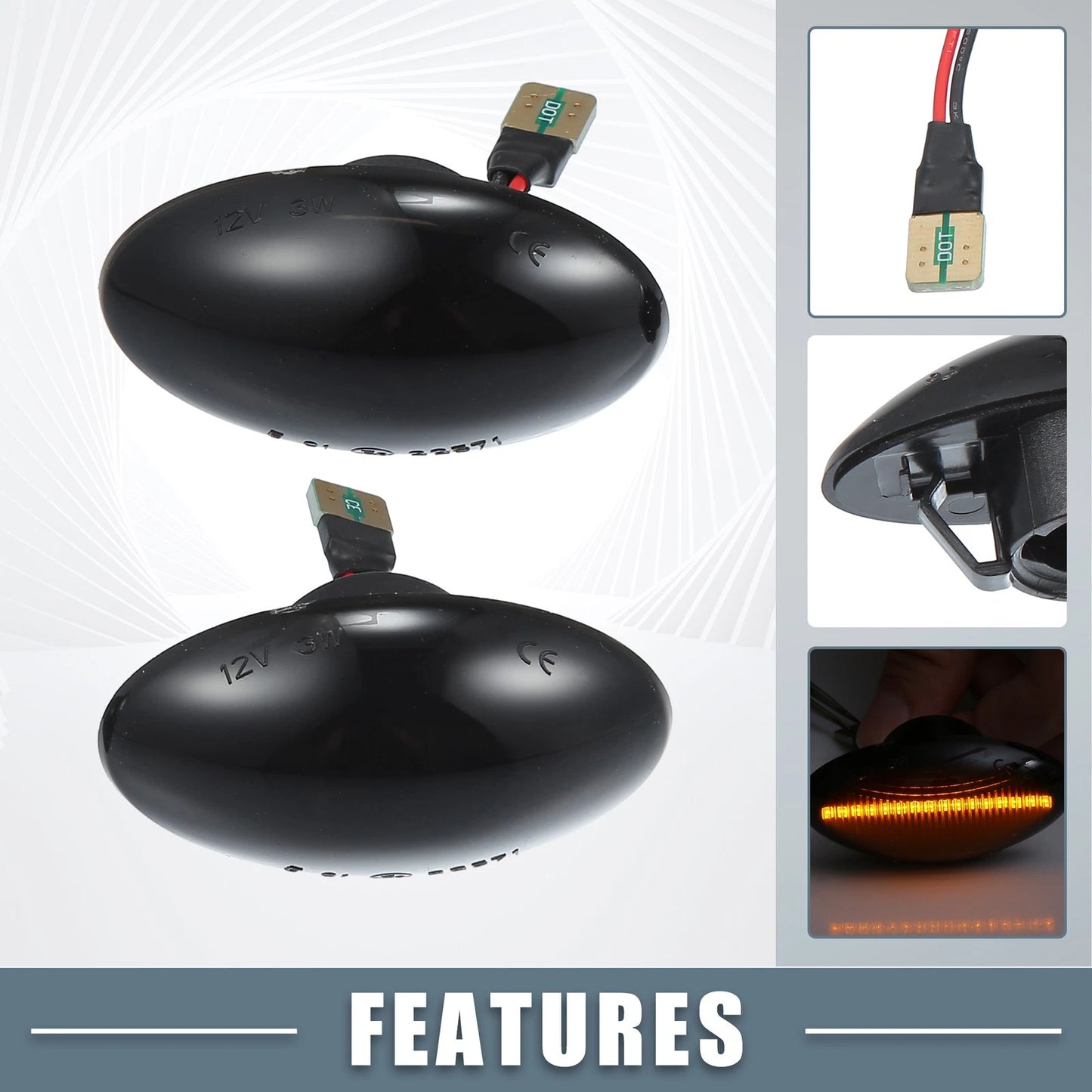 LED Side Marker Amber Lights for Mini Cooper R50 R52 (2002-2008)