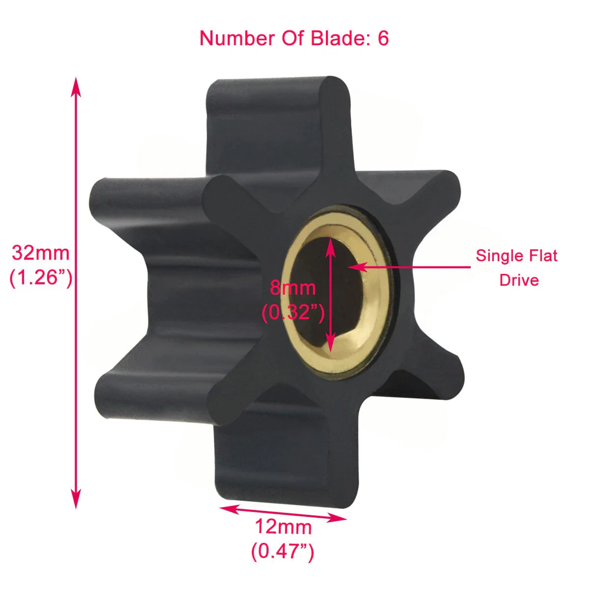 Jabsco Water Pump Impeller for 500113, 128170-42070, 128176-42071