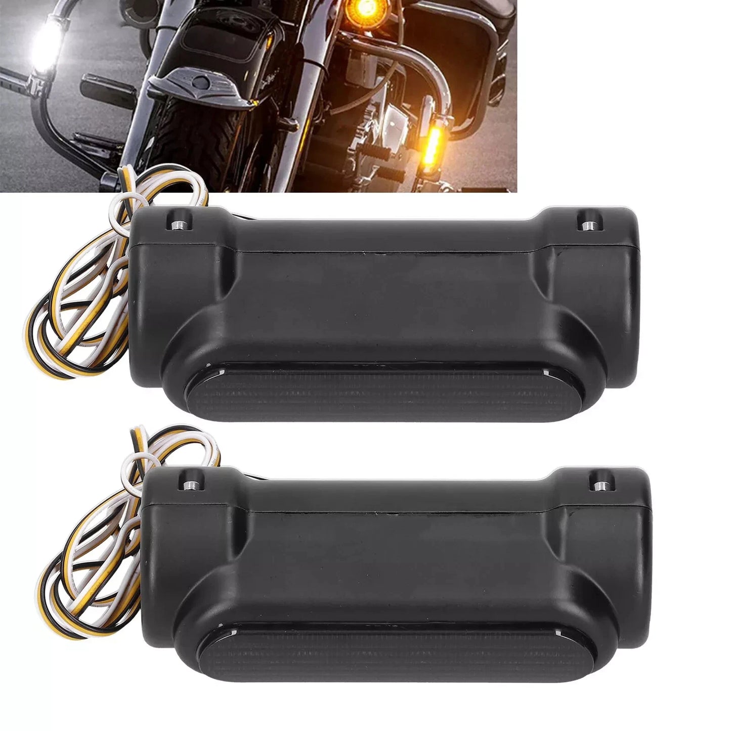 1.25in LED Light Tube Clip Lamp for Highway Crash Bar - White DRL Amber Turn
