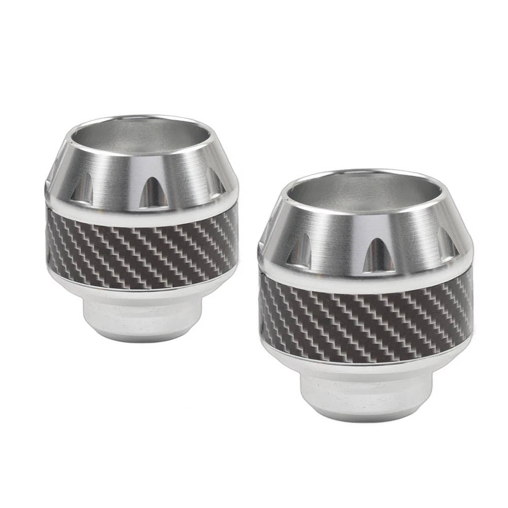2 x Silver Motorcycle Front Fork Frame Sliders for Make & Model