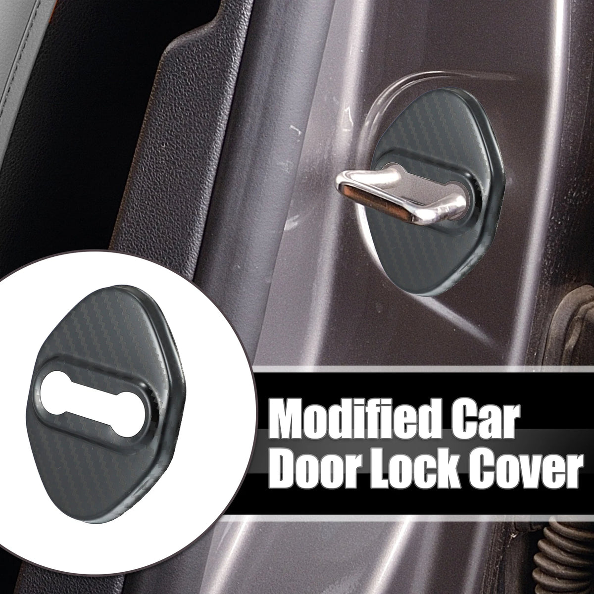 4pcs Carbon Fiber Door Lock Latch Covers for Ford Focus (2019-2021)