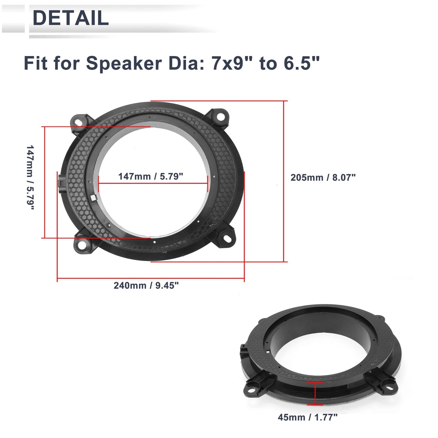 Speaker Spacer Ring Adaptor for Toyota 7x9" to 6.5" ()