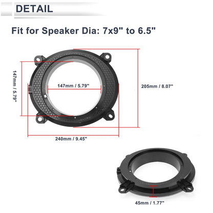 Speaker Spacer Ring Adaptor for Toyota 7x9" to 6.5" ()