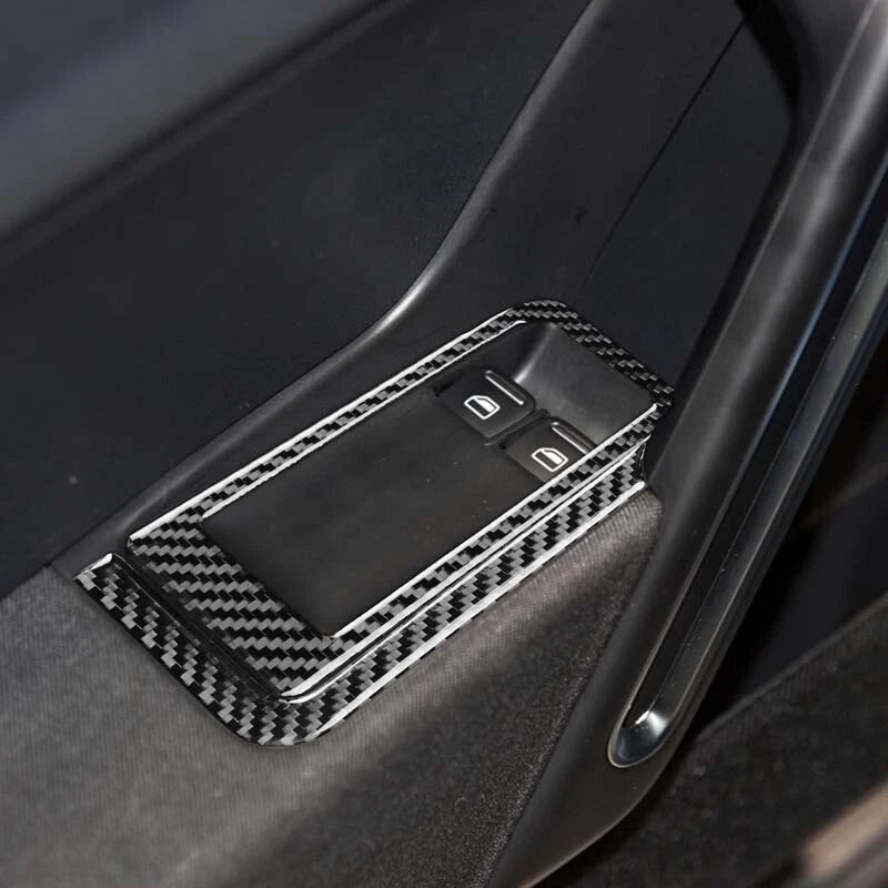 Carbon Fiber Auto Window Switch Buttons Cover Trim Fit For Beetle 2012-2019