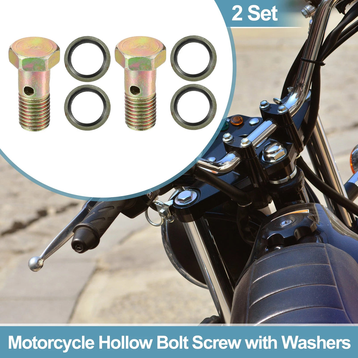Bolt Screw / M12x1.5 32mm / 3-Hole Hollow Bolt Screw with Washer for Motorcycle
