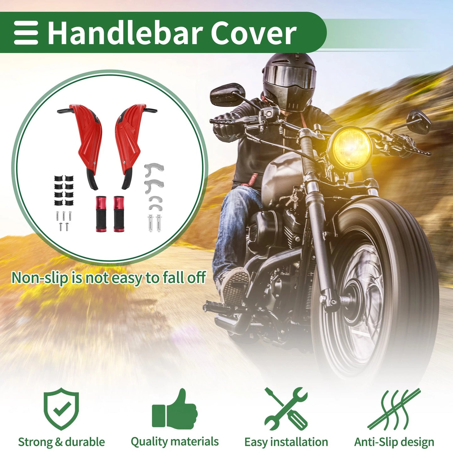 Hand Grips Cover Kit for Motorcycle Handle Bar Throttle Diamond Pattern