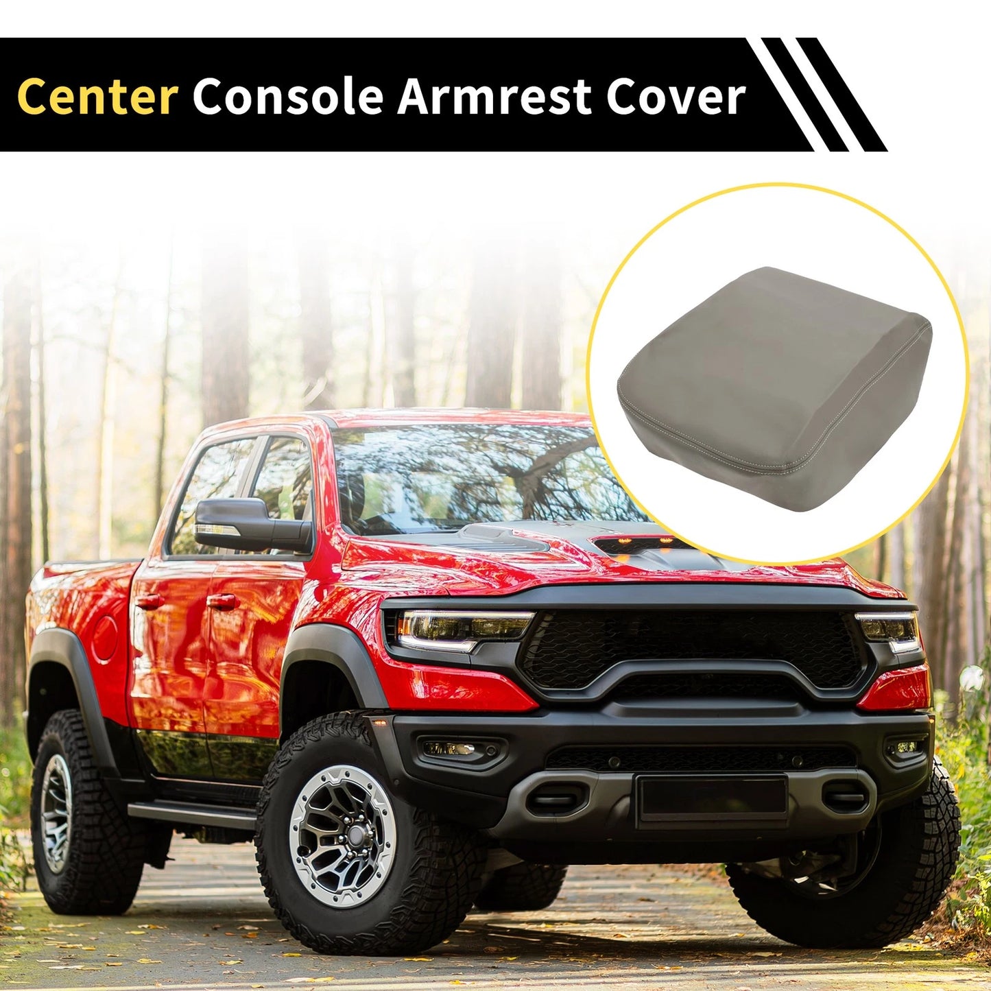 Center Console Cover for Dodge Ram 1500 Microfiber Leather Grey (2002-2008)